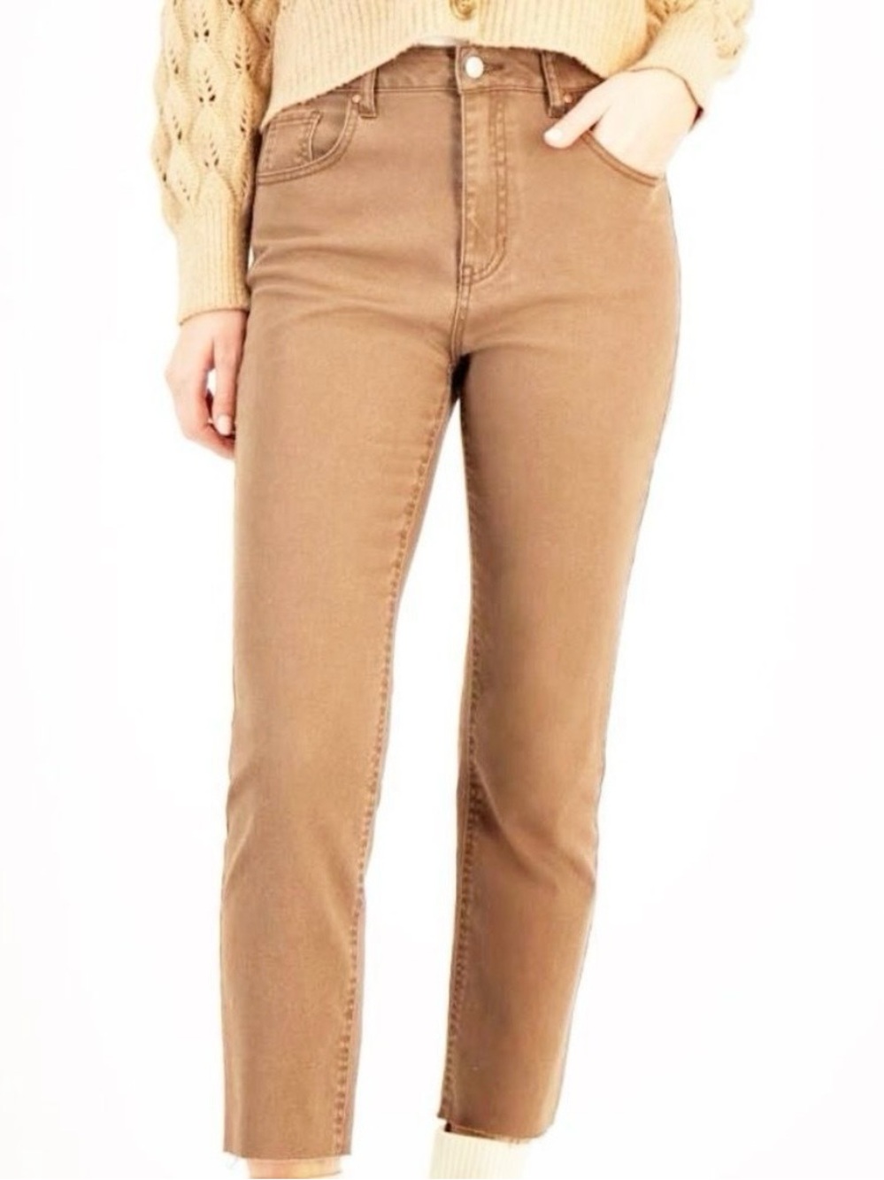 Kensie Vintage Luxe Straight Leg Slim Tan Jeans 10/30